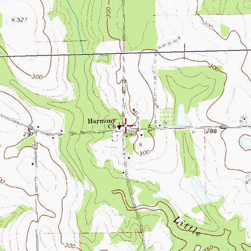 Topographic Map of Harmony Church, GA