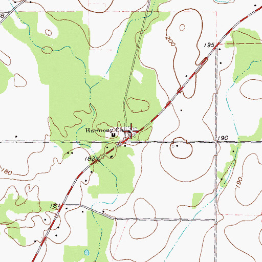 Topographic Map of Harmony Church, GA