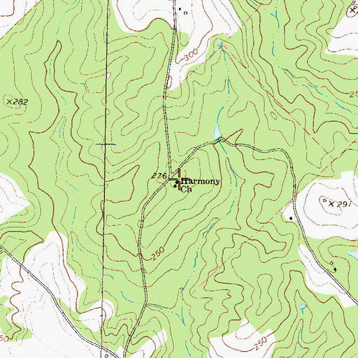 Topographic Map of Harmony Church, GA