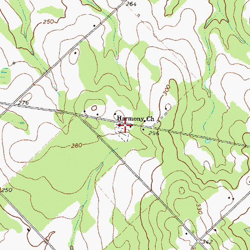 Topographic Map of Harmony Church, GA