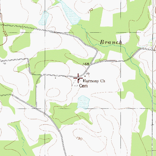Topographic Map of Harmony Church, GA