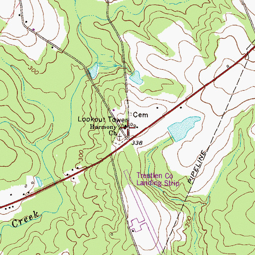 Topographic Map of Harmony Church, GA
