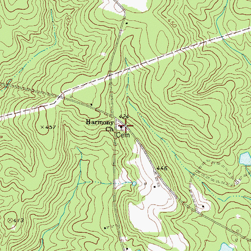 Topographic Map of Harmony Church, GA