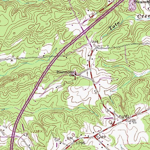 Topographic Map of Harmony Church, GA