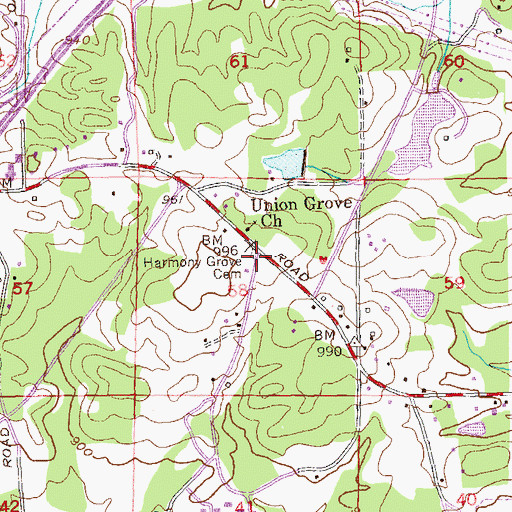 Topographic Map of Harmony Grove Cemetery, GA