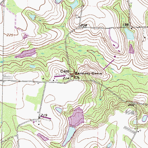 Topographic Map of Harmony Grove Church, GA