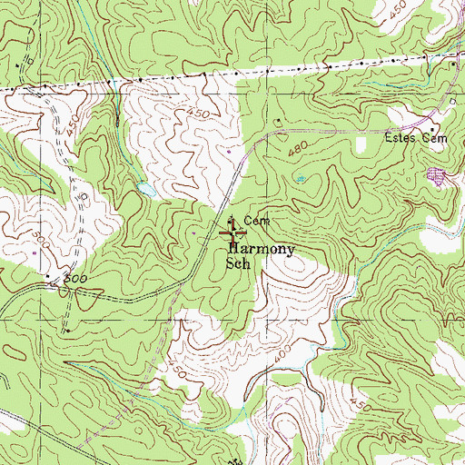 Topographic Map of Harmony School, GA