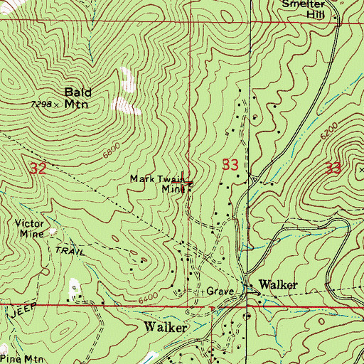 Topographic Map of Mark Twain Mine, AZ