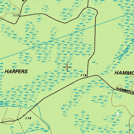 Topographic Map of Harpers Hammock, GA