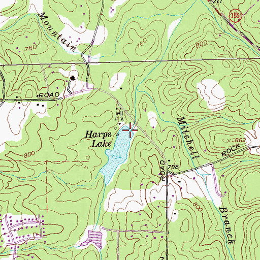 Topographic Map of Harps Lake, GA