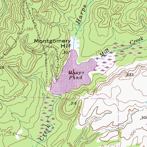 Topographic Map of Harps Pond, GA