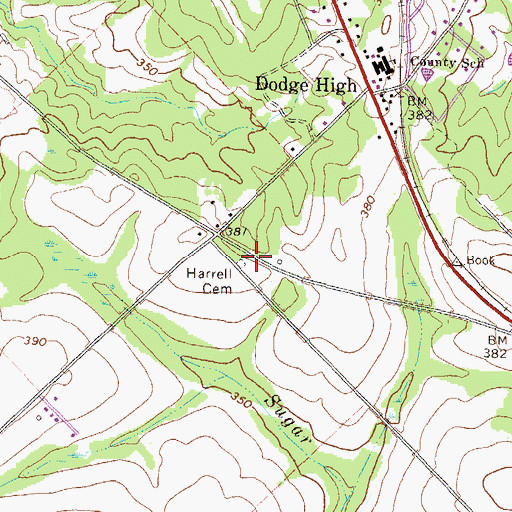 Topographic Map of Harrell Cemetery, GA
