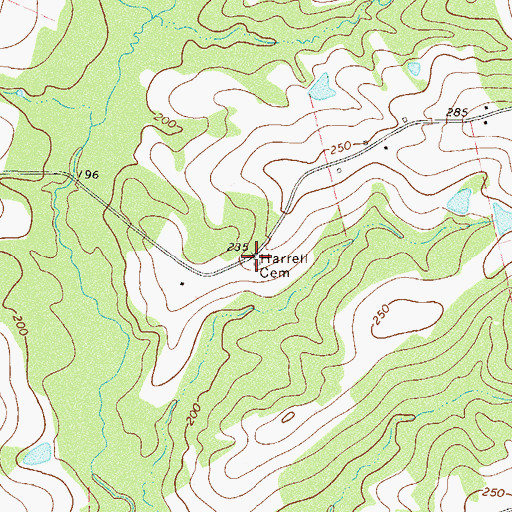 Topographic Map of Harrell Cemetery, GA
