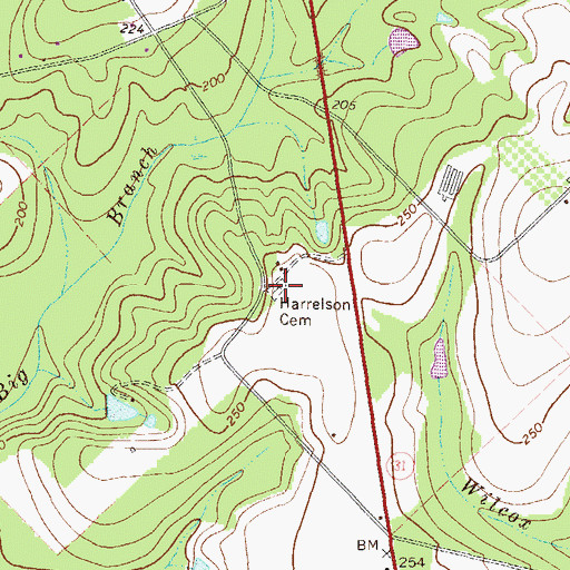 Topographic Map of Harrelson Cemetery, GA