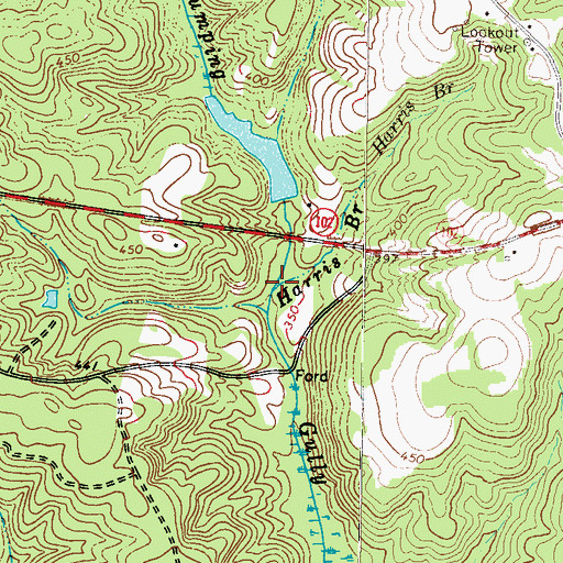 Topographic Map of Harris Branch, GA
