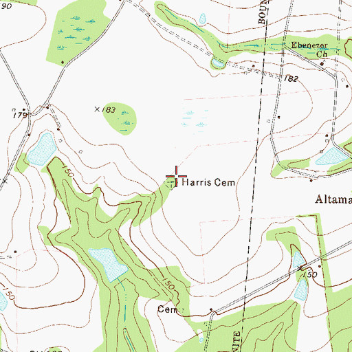 Topographic Map of Harris Cemetery, GA