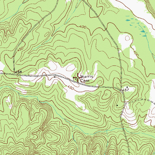 Topographic Map of Harris Cemetery, GA