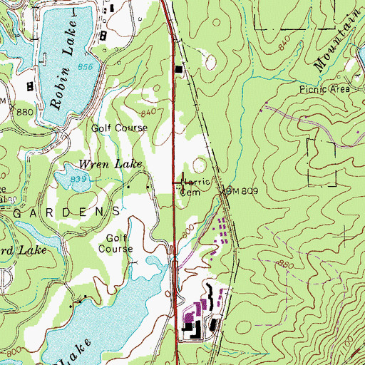 Topographic Map of Harris Cemetery, GA