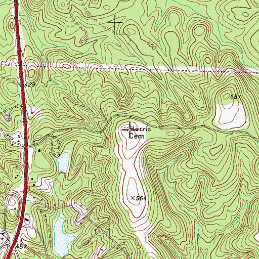 Topographic Map of Harris Cemetery, GA