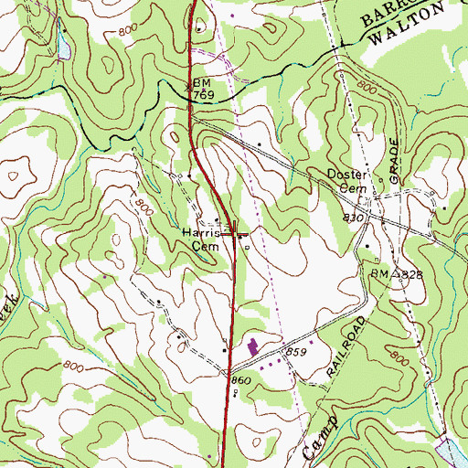 Topographic Map of Harris Cemetery, GA