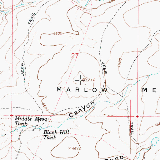 Topographic Map of Marlow Mesa, AZ