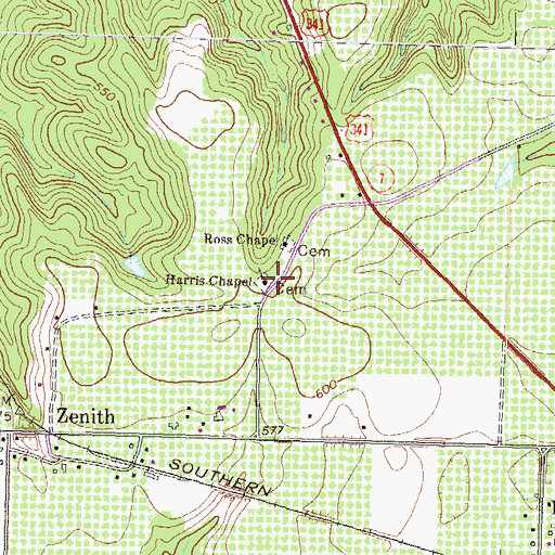 Topographic Map of Harris Chapel, GA