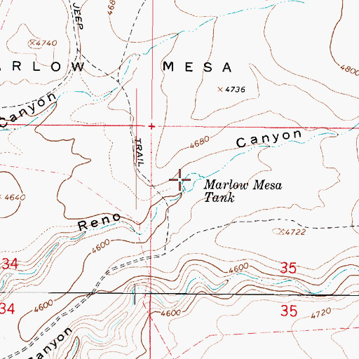 Topographic Map of Marlow Mesa Tank, AZ