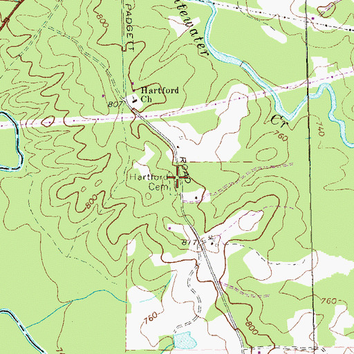 Topographic Map of Hartford Cemetery, GA