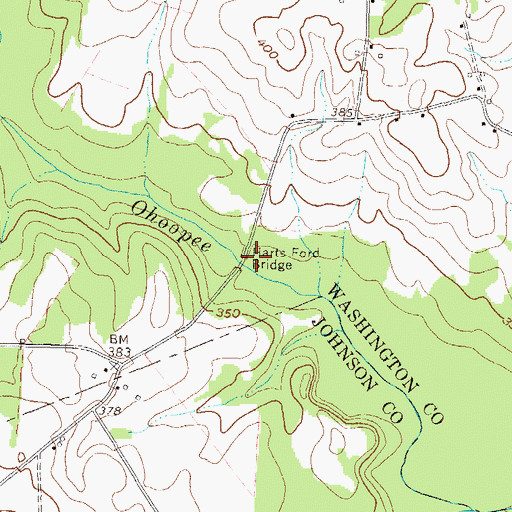 Topographic Map of Harts Ford Bridge, GA