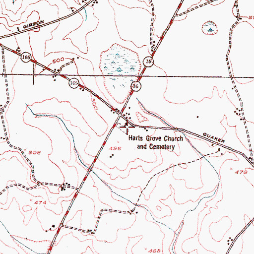 Topographic Map of Harts Grove Cemetery, GA