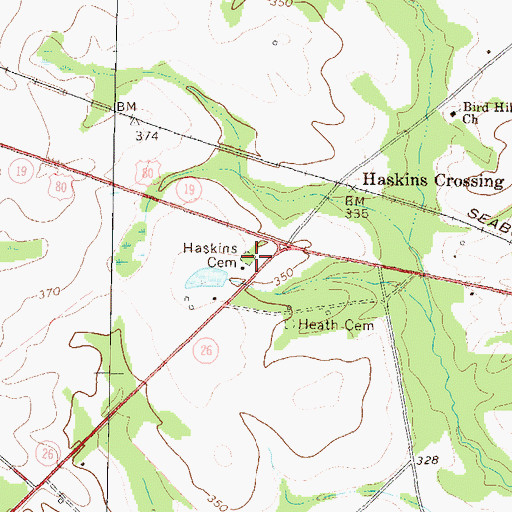 Topographic Map of Haskins Cemetery, GA