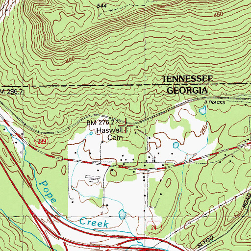 Topographic Map of Haswell Cemetery, GA