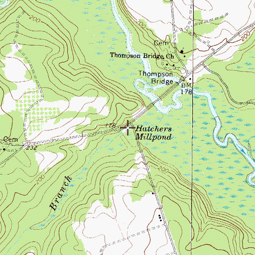 Topographic Map of Hatchers Millpond, GA