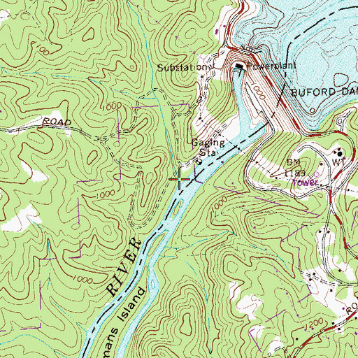 Topographic Map of Haw Creek, GA