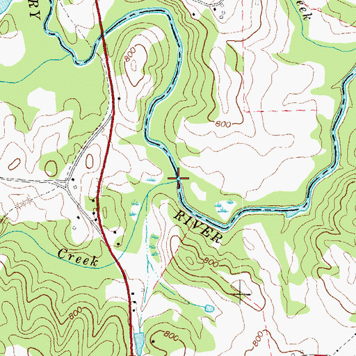 Topographic Map of Hawk Creek, GA