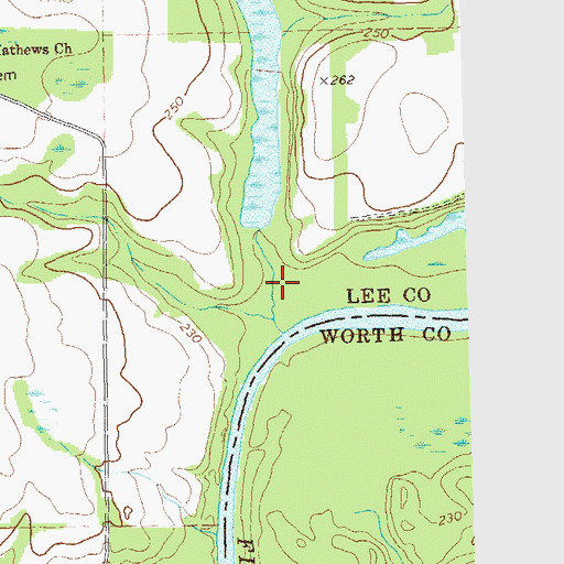 Topographic Map of Hawkins Branch, GA