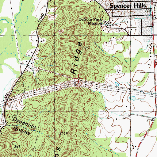 Topographic Map of Hawkins Ridge, GA