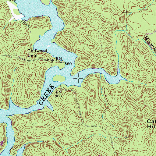 Topographic Map of Hawks Branch, GA