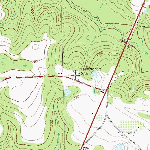 Topographic Map of Hawthorne Cemetery, GA