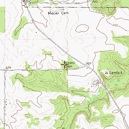 Topographic Map of Hayes Cemetery, GA