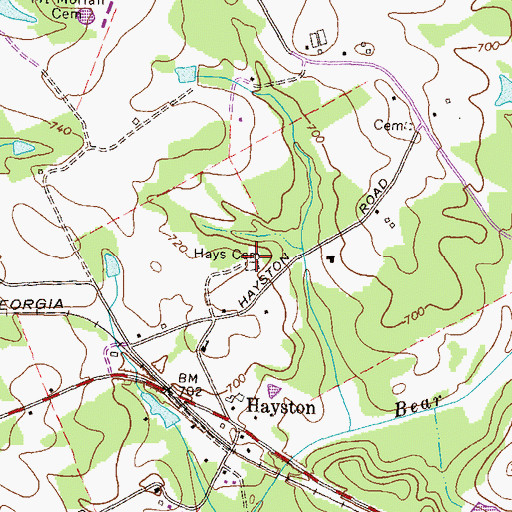 Topographic Map of Hays Cemetery, GA