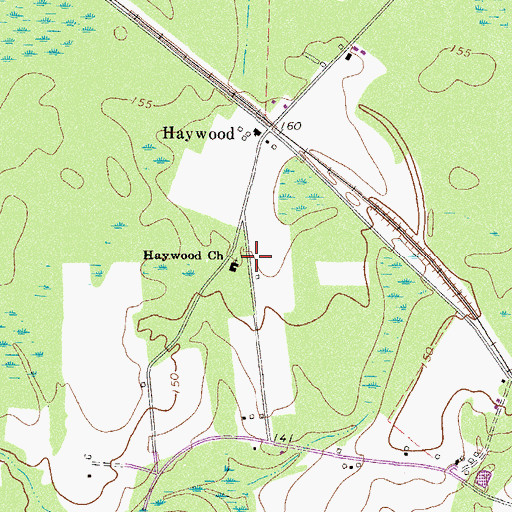 Topographic Map of Haywood Church, GA