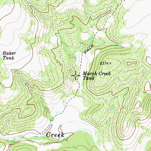Topographic Map of Marsh Creek Tank, AZ