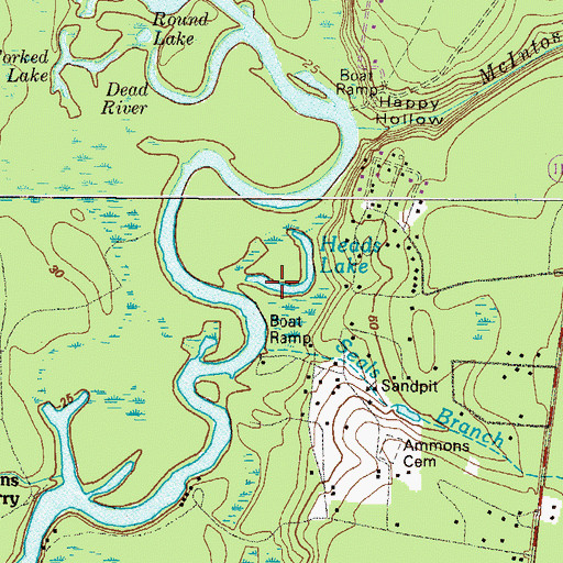 Topographic Map of Heads Lake, GA