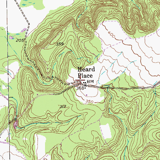 Topographic Map of Heard Place, GA