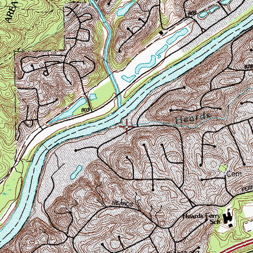 Topographic Map of Heards Creek, GA