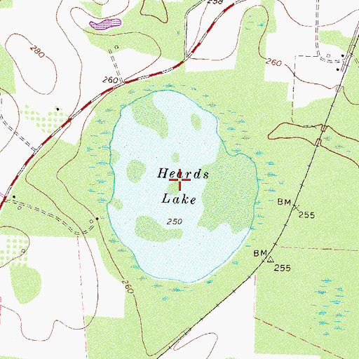 Topographic Map of Heards Lake, GA