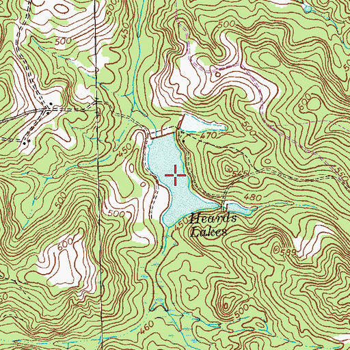 Topographic Map of Heards Lakes, GA