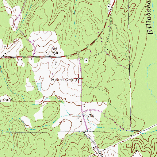 Topographic Map of Hearn Cemetery, GA