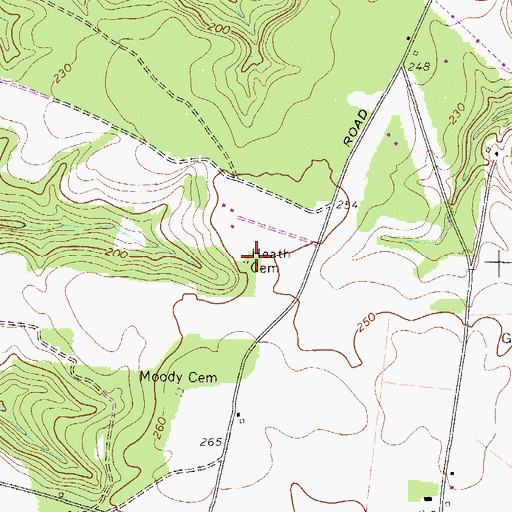 Topographic Map of Heath Cemetery, GA